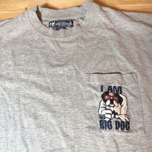 Big Dogs Mens Long Sleeve Pocket T-Shirt Gray I Am The Big Dog Graphic Small